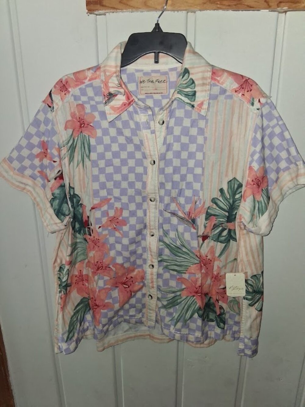 We the Free Retro Tropics Hawaiian Shirt Oversized XS NWT$228